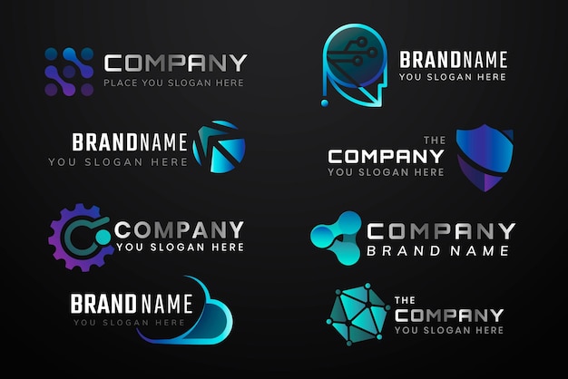 Vector conjunto de iconos mínimos de vector de logotipo de empresa degradado