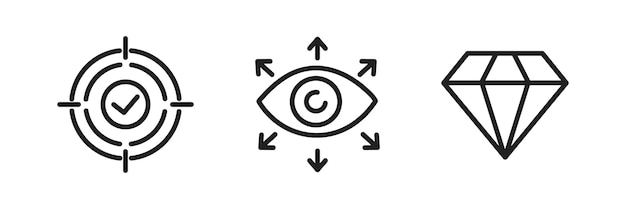 Conjunto de iconos de misión y valores Concepto de negocio Ilustración vectorial