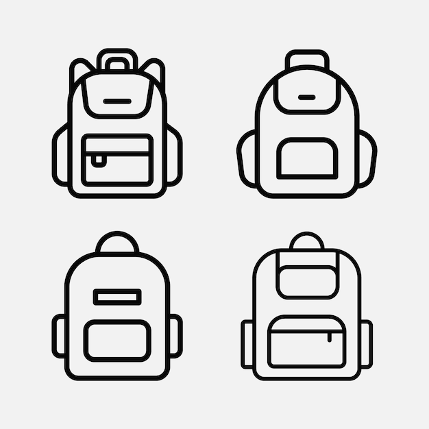 Conjunto de iconos de la mochila