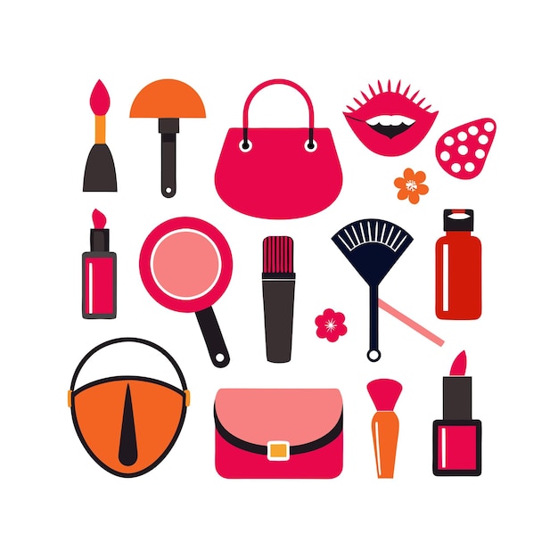 Conjunto de íconos de la moda y la belleza