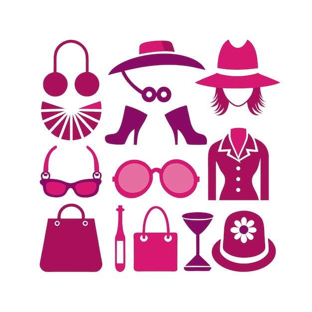 Conjunto de íconos de la moda y la belleza