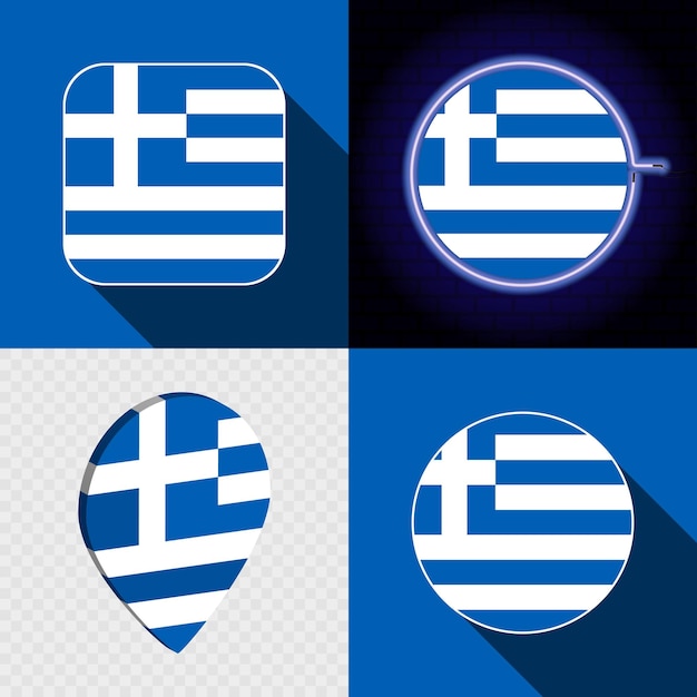 Conjunto de íconos modernos con la bandera nacional de Grecia