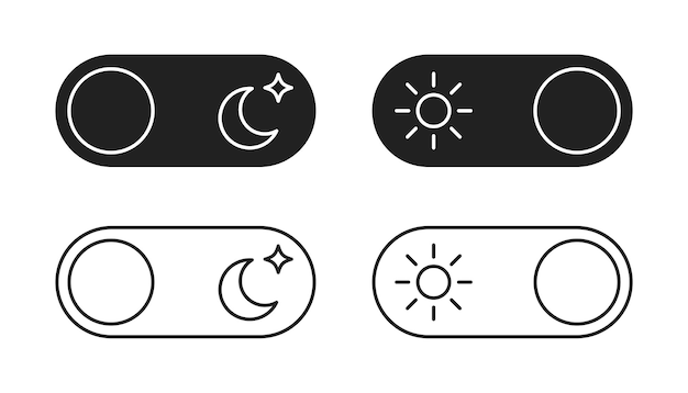 Conjunto de iconos de modo día y noche Interruptor de día y noche Vector EPS 10