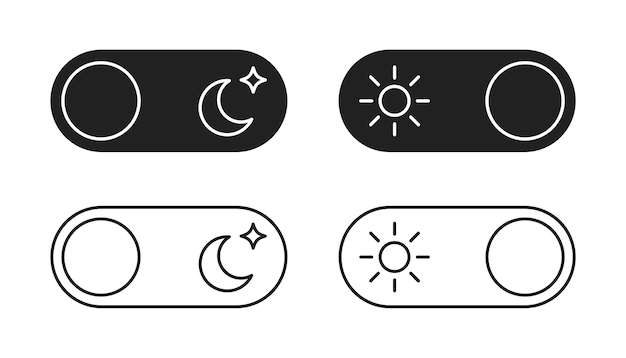 Conjunto de iconos de modo día y noche interruptor de día y noche vector eps 10