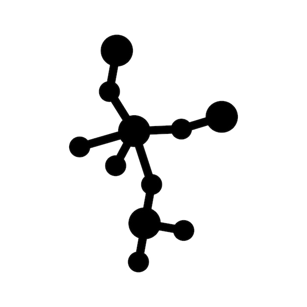 Conjunto de íconos de moléculas Estructura molecular de oxígeno en un estilo de Dnna Colágeno Enzima lleno y delineado en negro