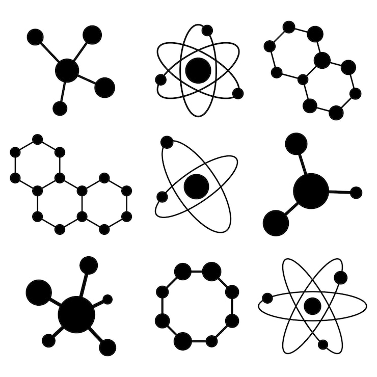 Vector conjunto de íconos de moléculas símbolo vectorial aislado