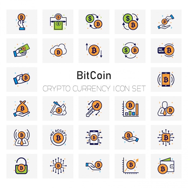 Conjunto de iconos de Moneda Crypto Moneda Bit
