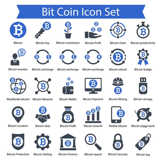 Conjunto de iconos de monedas azules