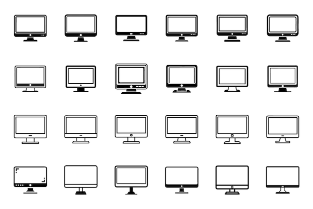 Conjunto de iconos de monitor en arte vectorial