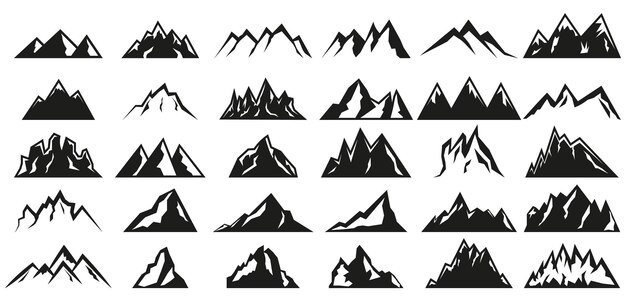 Conjunto de iconos de montaña. Ilustración vectorial