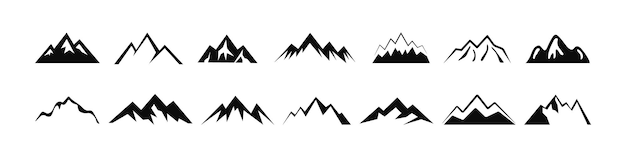 Conjunto de iconos de montañas Logotipo del símbolo de la montaña Vector