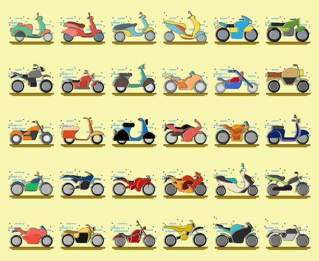 Vector conjunto de iconos de motocicleta