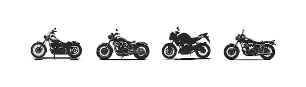 Conjunto de iconos de motocicletas negras Diseño de ilustraciones vectoriales