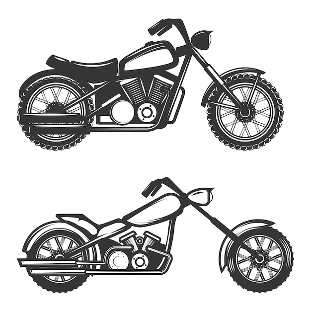 Conjunto de iconos de motos sobre fondo blanco. elemento para logotipo, etiqueta, emblema, signo, marca.