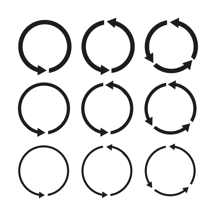 Vector conjunto de iconos de movimiento de flechas circulares ilustración vectorial