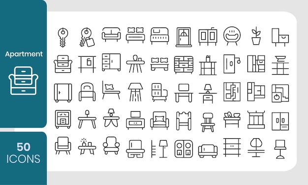 Conjunto de iconos de muebles para apartamentos