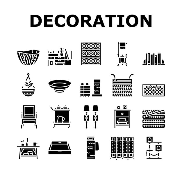 Conjunto de iconos de muebles y decoración del hogar Vector