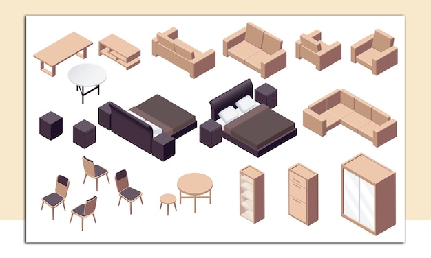 Vector conjunto de iconos de muebles para el hogar