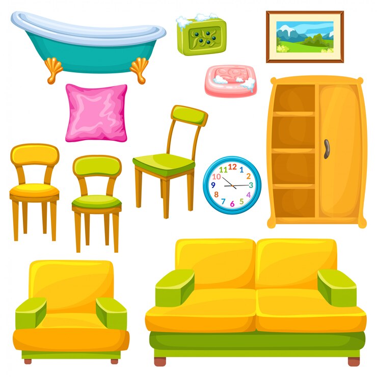 Vector conjunto de iconos de muebles.