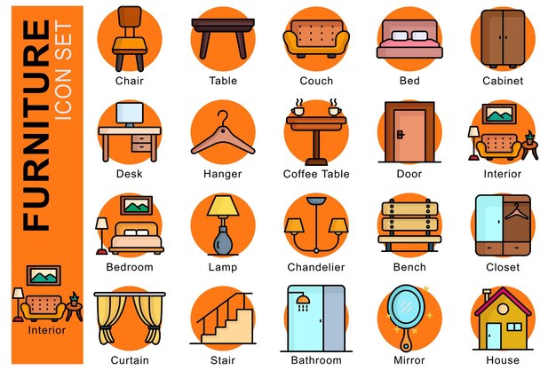 conjunto de iconos de muebles