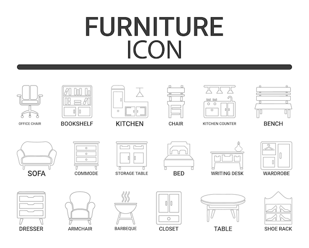 Conjunto de iconos de muebles