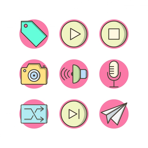 Vector conjunto de iconos de multimedia para uso personal y comercial