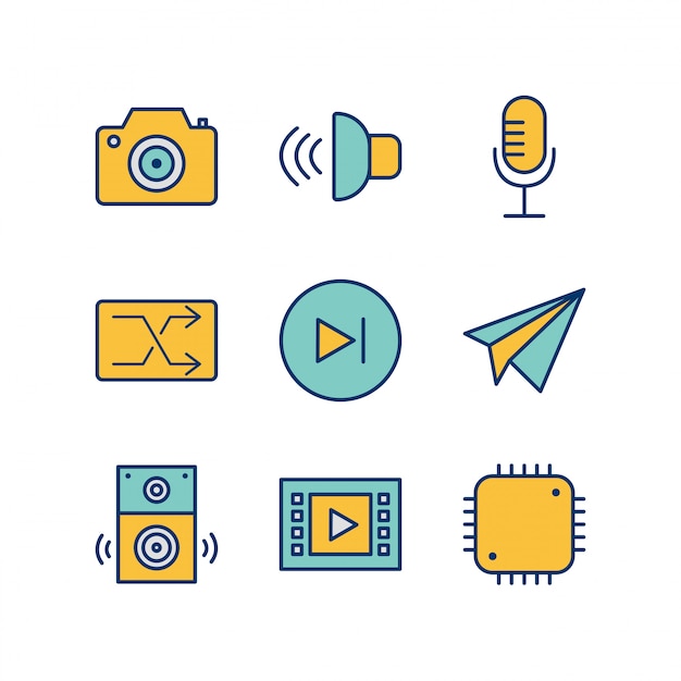 Vector conjunto de iconos de multimedia para uso personal y comercial ...