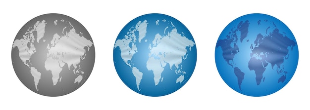 Conjunto de iconos Mundo global planeta tierra icono símbolo aislado estilo 3D Ilustración vectorial