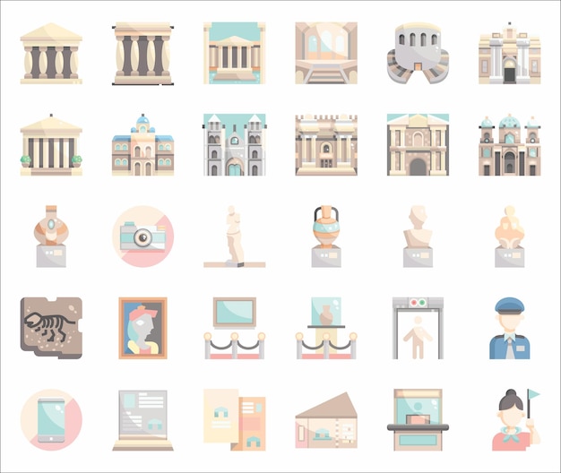Conjunto de iconos de museo