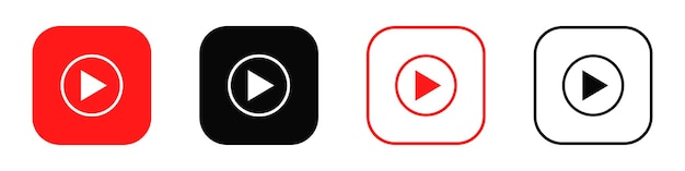 Conjunto de iconos de música de Youtube Servicio de transmisión de música Ilustración vectorial VINNYTSIA UCRANIA 9 DE AGOSTO DE 2022