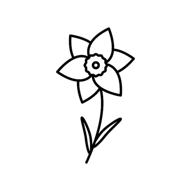 Conjunto de iconos de narcisos Símbolo vectorial de elegancia de la flor de gardenia natural en un estilo de relleno y contorno negro Signo de narciso de despertar de verano