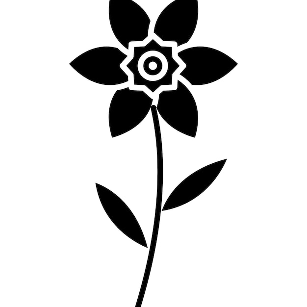 Conjunto de iconos de narcisos Símbolo vectorial de elegancia de la flor de gardenia natural en un estilo de relleno y contorno negro Signo de narciso de despertar de verano