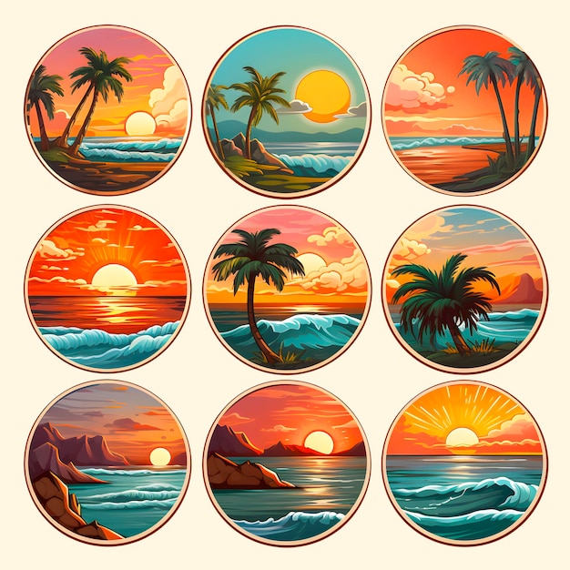 Vector conjunto de iconos de la naturaleza verano