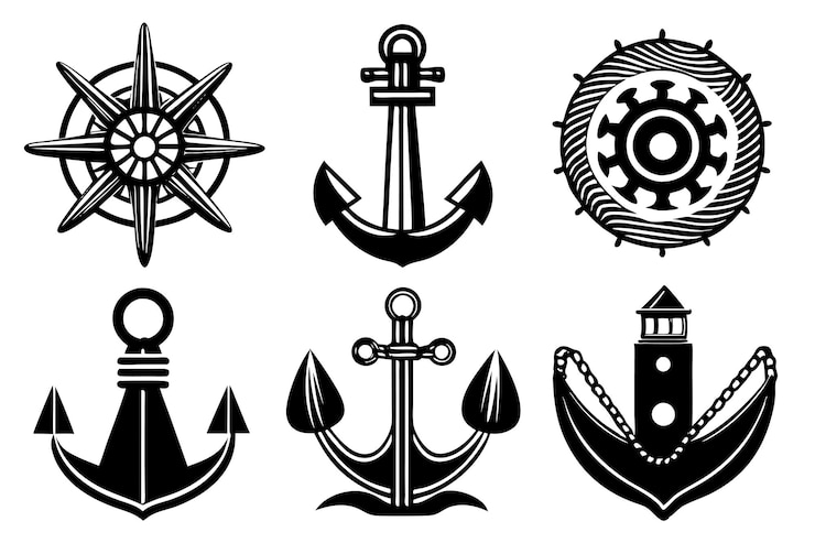 Vector conjunto de iconos náuticos