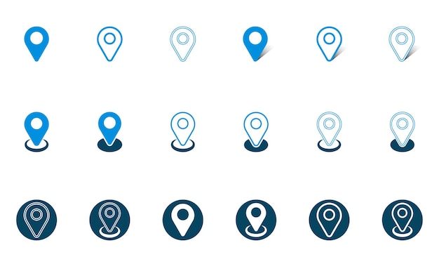 Conjunto de íconos de navegación de amplificador de mapa minimalista