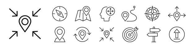 Conjunto de iconos de navegación Orientación para el vector de ruta