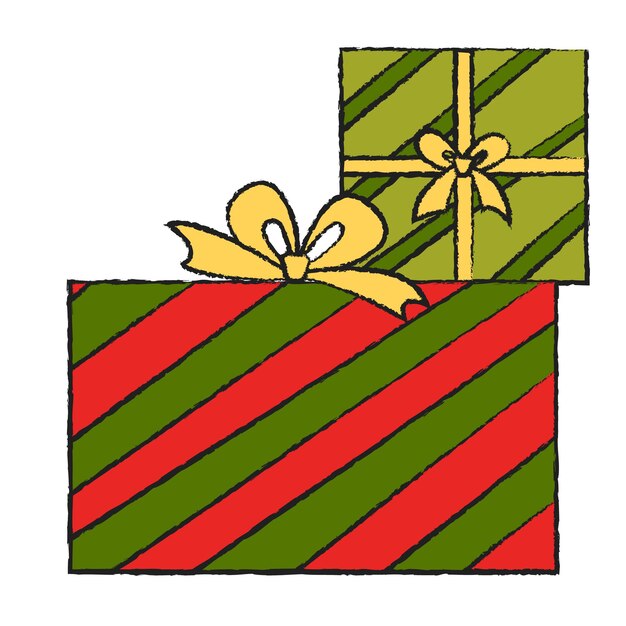 Conjunto de iconos de navidad cajas de regalo de navidad con regalosset de cajas de regalo rojas cajas de regalo verdes