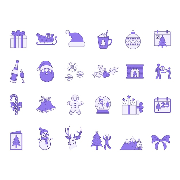 Conjunto de iconos de Navidad de colores