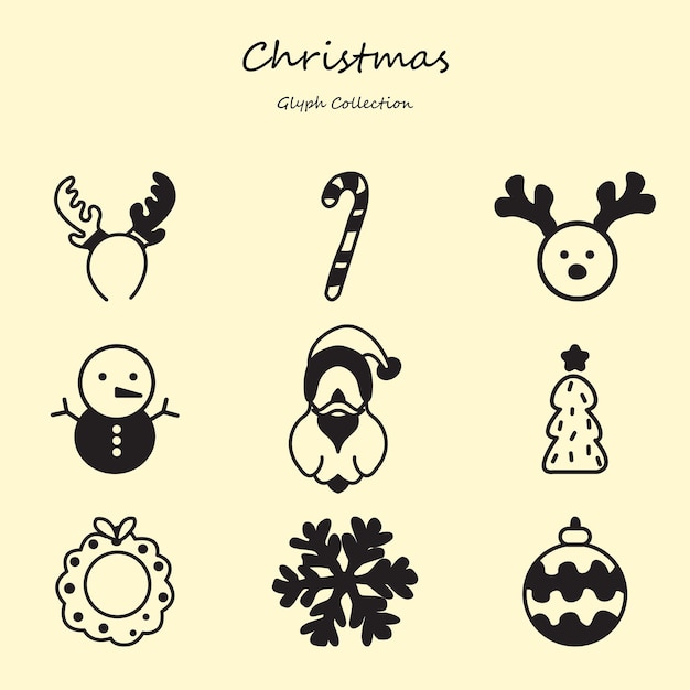 El conjunto de iconos de Navidad Glyph St