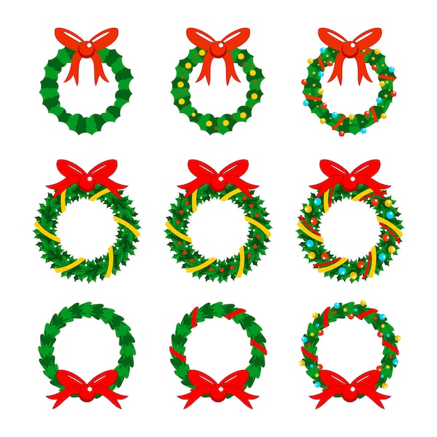 Conjunto de iconos de Navidad guirnaldas