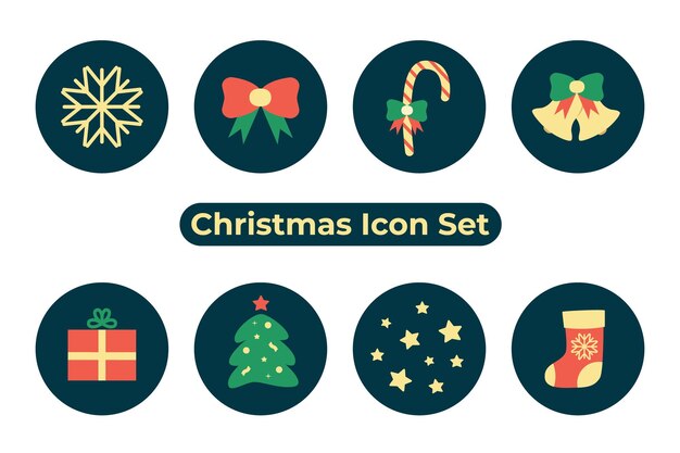 Conjunto de iconos de Navidad. Ilustración de vector de elementos de año nuevo.