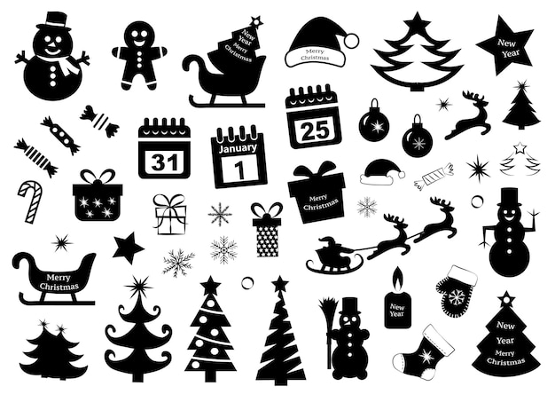 Conjunto de iconos de Navidad ilustración vectorial