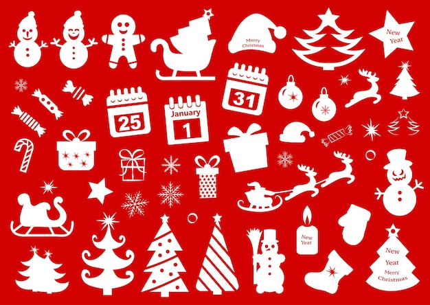 Vector conjunto de iconos de navidad ilustración vectorial