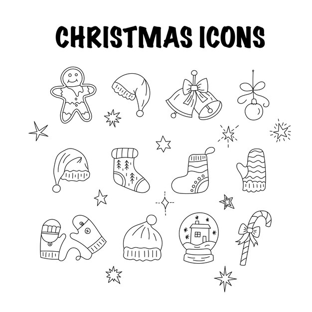 Conjunto de iconos de navidad de vector de línea delgada colección de símbolos de navidad diseños modernos