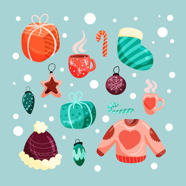 Vector conjunto de iconos de navidad vector.