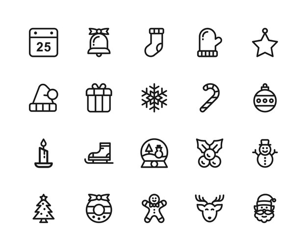 Conjunto de iconos de Navidad.