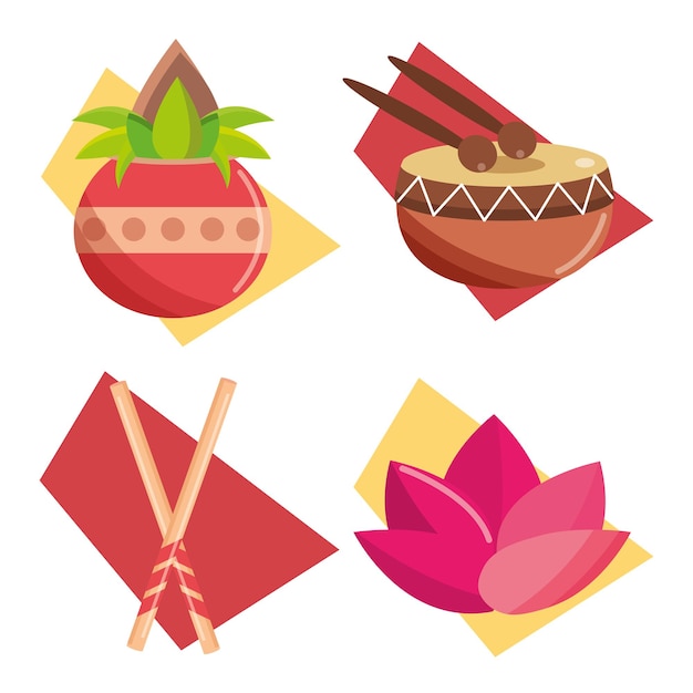 Vector conjunto de iconos de navratri