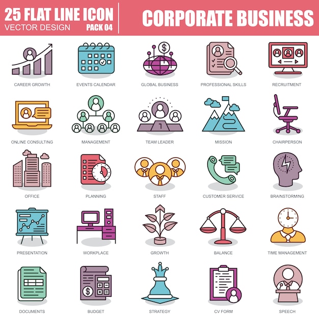 Vector conjunto de iconos de negocios corporativos