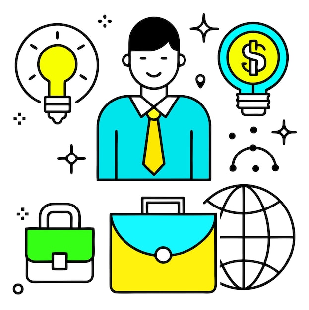 El conjunto de iconos de negocios y finanzas Ilustración vectorial aislada sobre fondo blanco