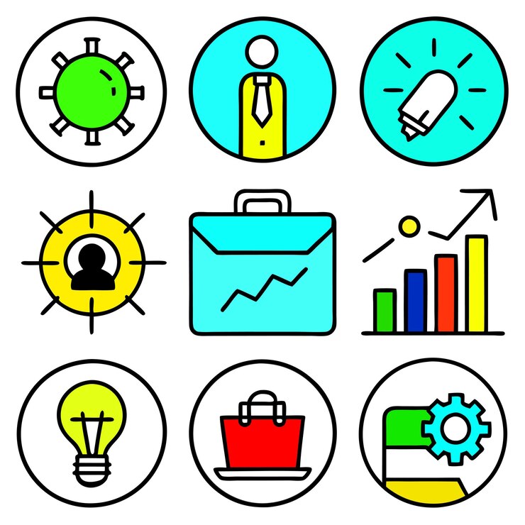 El conjunto de iconos de negocios y finanzas Ilustración vectorial aislada sobre fondo blanco